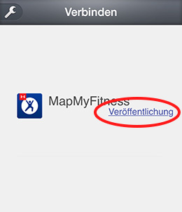 Verbindungsbildschirm von MapMyFitness